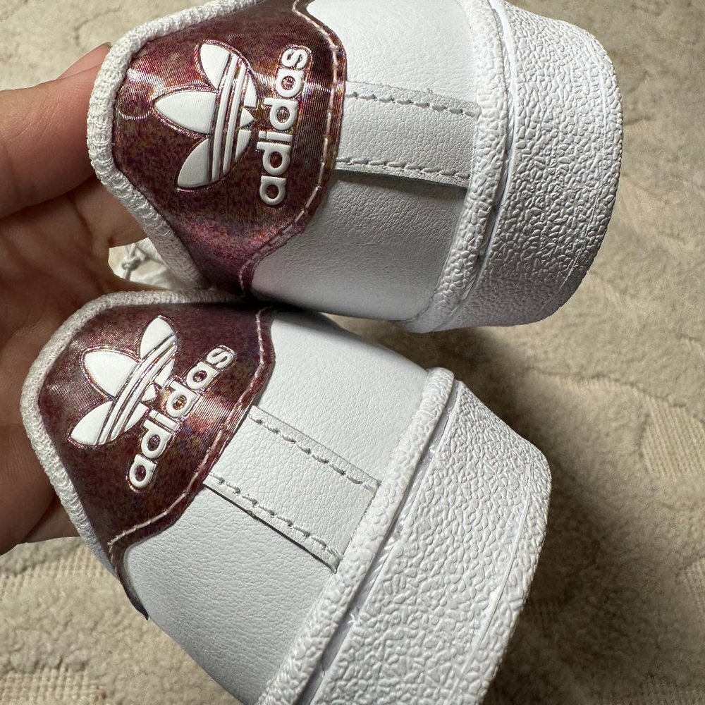 adidas ortholite girls pink shimmer Lace‎ Up Superstar Crib Sneaker Shoes NWT 13 - Picture 7 of 9